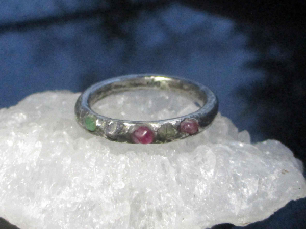Handmade Sapphire Silver Sand Cast Ring Size 8.5 with Natural Sapphire and 925 S