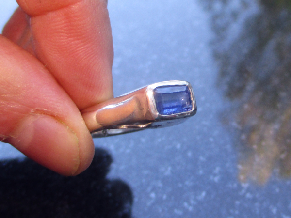 Handmade Blue Kyanite Ring 925 Sterling Silver Rectangle Blue Stone Rings for Wo