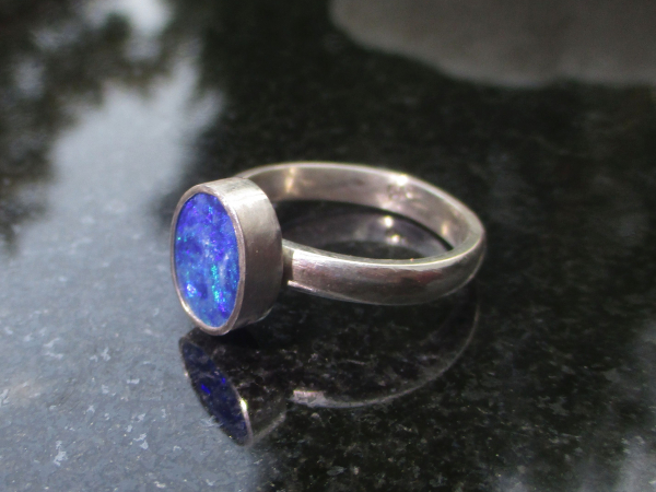 Australian Opal Ring, Blue Opal, 925 Sterling Silver, Size 7.25, Handmade, Rings