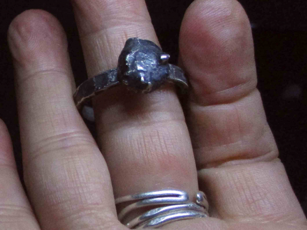 Brutalist Silver Nugget Ring Size 10.5 Mixed Metal Recycled Reticulated 925 Ster
