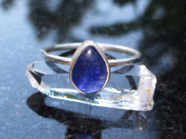Handmade Kyanite Silver Stacking Ring Size 7 Set in  925 Sterling Silver Natural