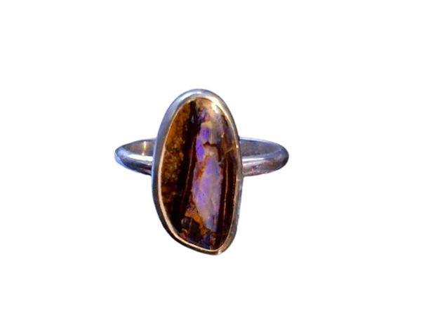 Handmade Boulder Opal Ring 925 Sterling Silver with Australian Opal Rings for Wo
