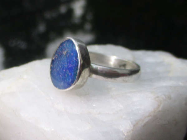 Opal Ring 925 Sterling Silver Australian Opal Handmade Size 7 Rings for Women Bl