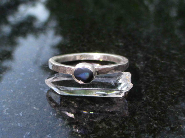 Black Opal Ring 925 Sterling Silver Size 8.5 Handmade with Natural Australian Op