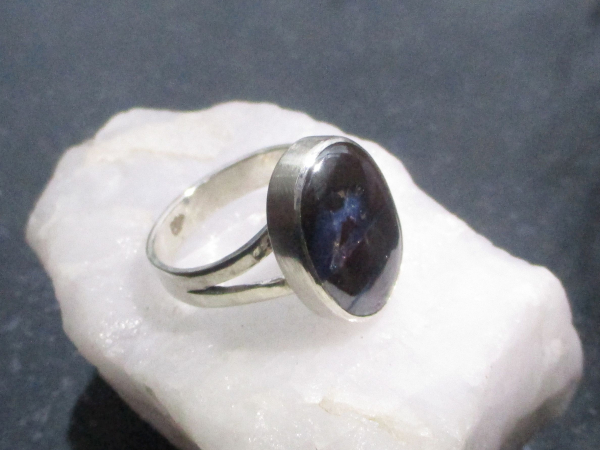 Boulder Opal Ring 925 Sterling Silver Size 7.5 Australian Opal Split Band Handma
