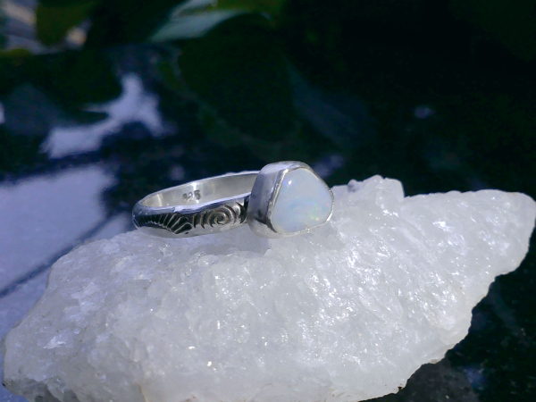 Handmade Opal Ring Sterling Silver Size 7, Australian Opal Rings for Women