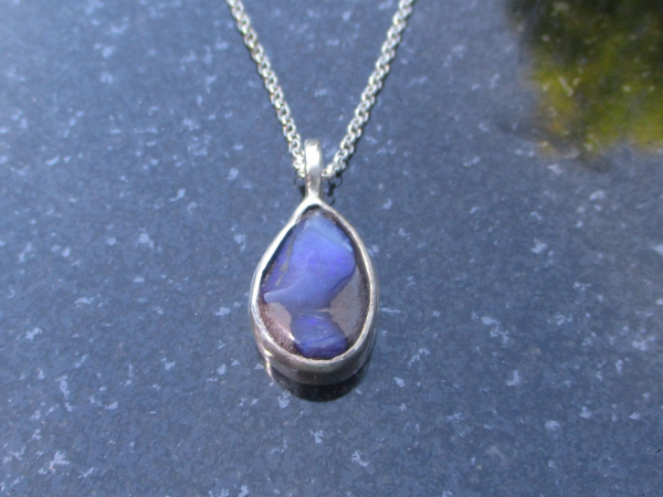 Handmade Boulder Opal Necklace with Natural Australian Opal Pendant October Birt