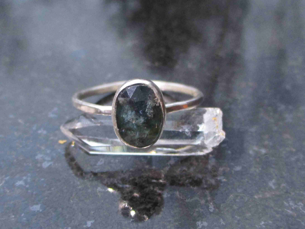 Handmade Size 7 Kyanite Silver Ring Set in 925 Sterling Silver Blue Oval Stone w