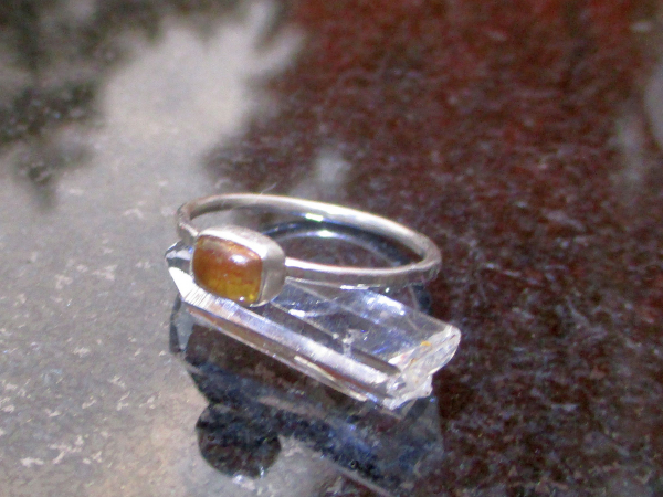 Orange Tourmaline Stacking Ring Handmade 925 Sterling Silver Ring Size 6 Minimal