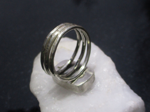 Blue Kyanite Statement Ring 925 Sterling Silver Size 8.75 Rectangle Handmade Rin