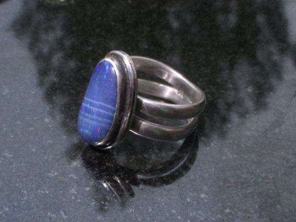 Australian Opal Ring 925 Sterling Silver Handmade Rings Size 8.5 Statement Ring