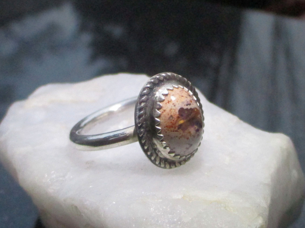 Opal Silver Ring Handmade with Mexican Cantera Opal in Matrix 925 Sterling Silve
