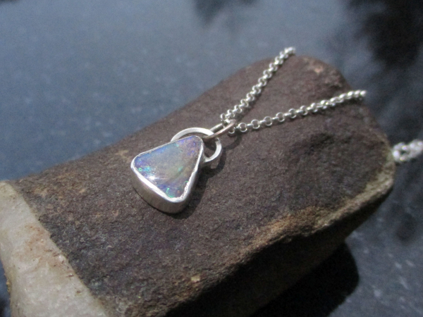 Boulder Opal Necklace 925 Sterling Silver with Natural Australian Opal PPendant