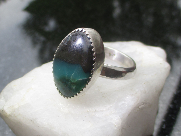 Handmade Indonesian Opal Ring 925 Sterling Silver Made with Indonesian Opalized