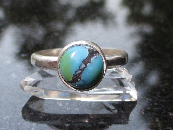 Handmade Turquoise Silver Ring US Size 7 Natural Tibetan Turquoise Gemstone Dece