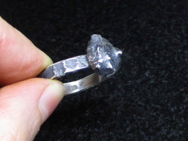 Brutalist Silver Nugget Ring Size 10.5 Mixed Metal Recycled Reticulated 925 Ster