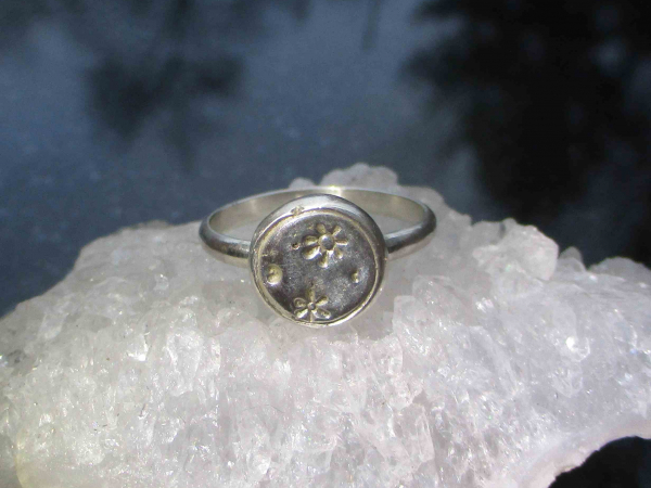 Moon Silver Ring Handmade Silver Nugget Stackable Ring Size 6.5