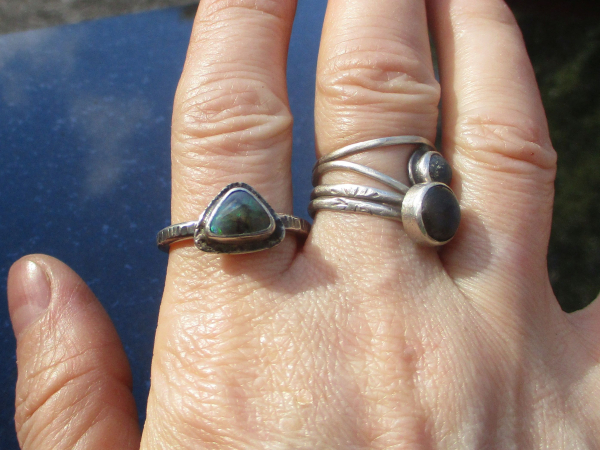 Handmade Boulder Opal Ring 925 Sterling Silver Triangle Australian Opal Size 8.2