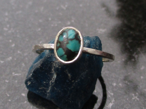 Turquoise Sterling Silver Stacking Ring in Size 8 December Birthstone Handmade G