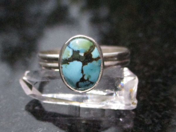 Handmade Turquoise Sterling Silver Stacking Ring in Size 7 December Birthstone G