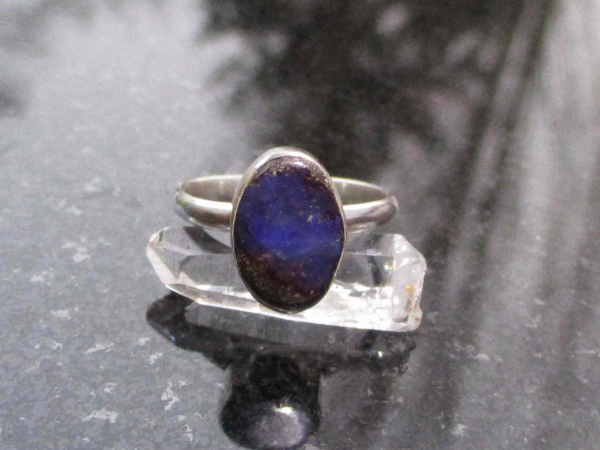 Handmade Boulder Opal Ring Size 7 Sterling Silver Natural Blue Australian Opal i