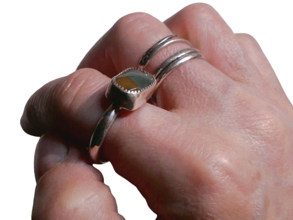 Handmade Jasper Ring: Sterliing Silver, Size 8.5, Oregon Jasper, Agate, Rings fo