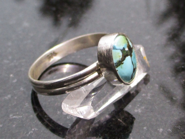 Handmade Turquoise Sterling Silver Stacking Ring in Size 7 December Birthstone G