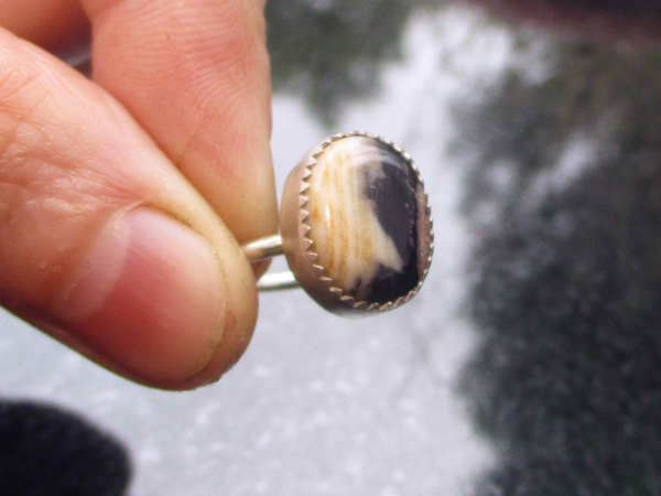 Petrified Wood Stacking Ring 925 Sterling Silver Handmade Rings for Women