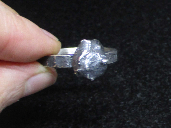 Brutalist Silver Nugget Ring Size 10.5 Mixed Metal Recycled Reticulated 925 Ster