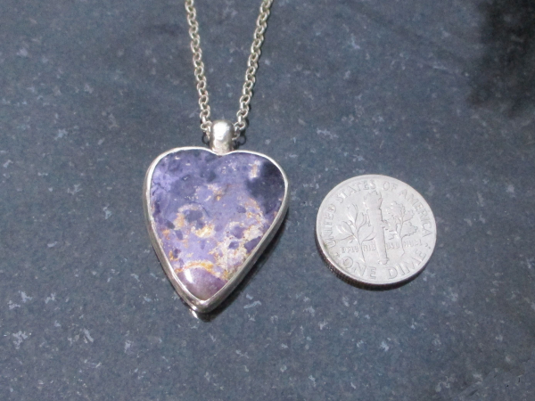 Handmade Heart Opal Necklace 925 Sterling Silver Purple Morado Opal