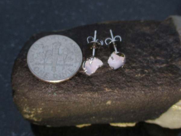 Raw Opal Stud Earrings in Sterling Silver 8 mm Rough White Opal October Birthsto