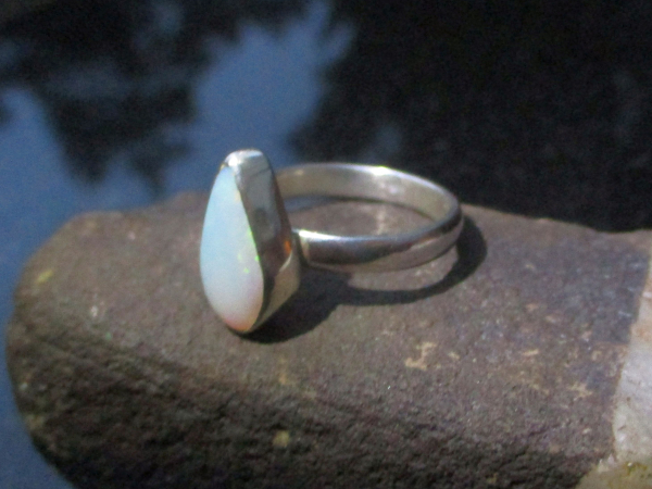 Handmade Australian Opal Ring 925 Sterling Silver Size 8 Rings for Women