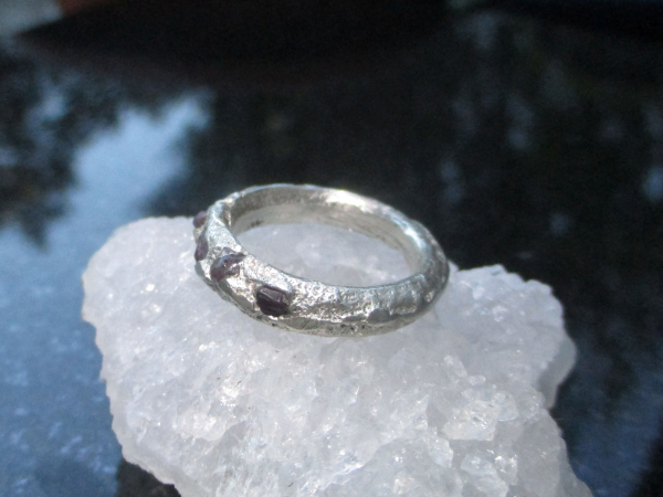 Handmade Pink Sapphire Ring 925 Sterling Silver Sand Cast Natural Sapphire Size