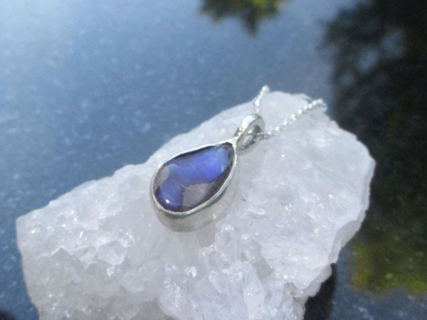 Handmade Boulder Opal Necklace with Natural Australian Opal Pendant October Birt