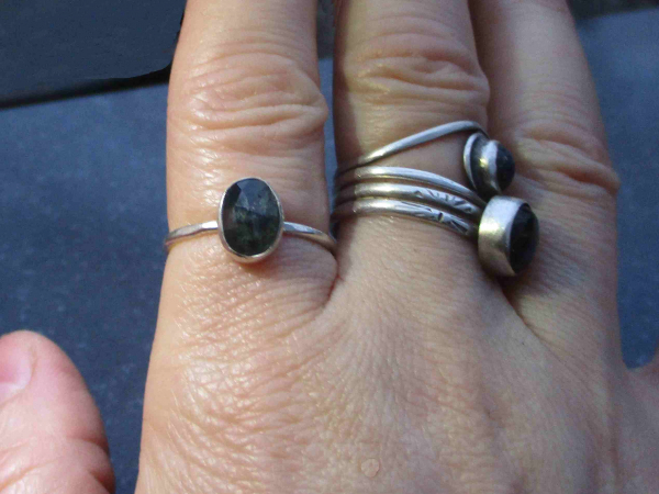 Handmade Size 7 Kyanite Silver Ring Set in 925 Sterling Silver Blue Oval Stone w