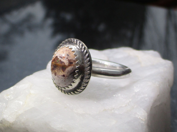 Opal Silver Ring Handmade with Mexican Cantera Opal in Matrix 925 Sterling Silve
