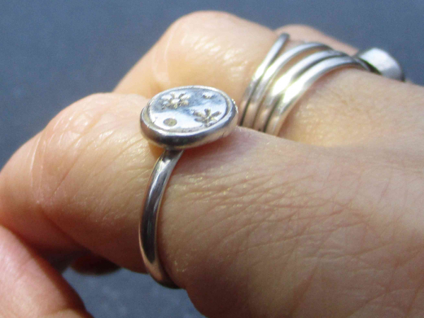 Moon Silver Ring Handmade Silver Nugget Stackable Ring Size 6.5