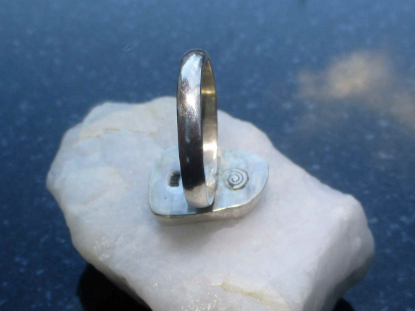 Handmade Indonesian Wood Opal Ring Set in 925 Sterling Silver Size 10  Opalized