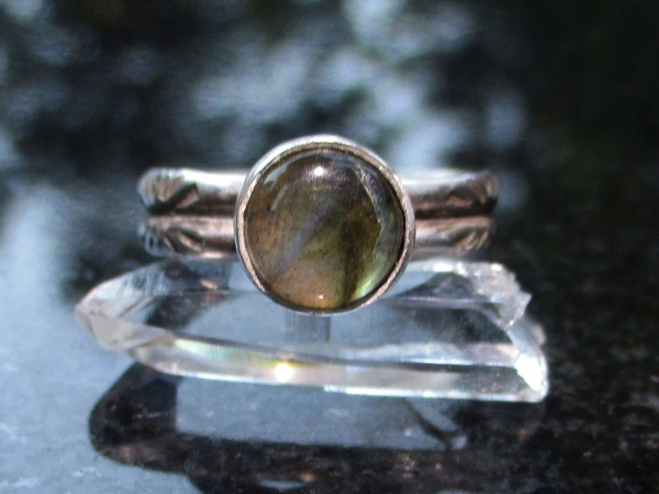 Labradorite Ring Size 6 Set in Sterling Silver with Round Labradorite Gemstone a