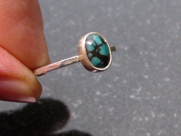 Turquoise Sterling Silver Stacking Ring in Size 8 December Birthstone Handmade G