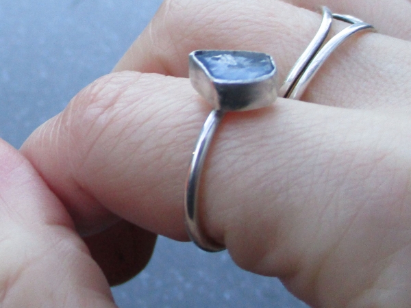 Oregon Blue Opal Silver Ring Size 6 October Birthstone Natural Crystal Raw Stone