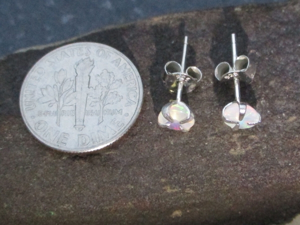 5mm Opal Stud Earrings in Sterling Silver with 4 Prong Setting Small Stone Minim