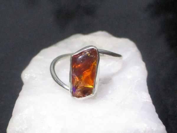 Raw Opal Ring 925 Sterling Silver with Freeform Natural Mexican Opal  Size 8.25