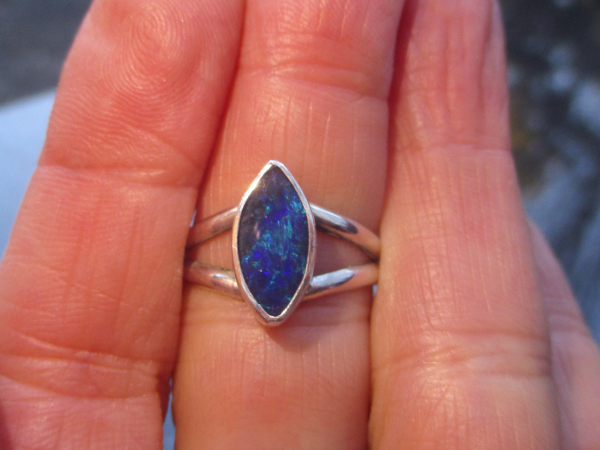 Handmade Opal Ring Sterling Silver Rings for Women Size 7.5 Natural Australian Opal Handmade Opal Ring Sterling Silver Rings for Women Size 7.5 Natural Australian O