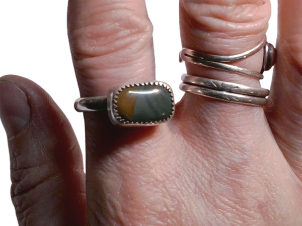 Handmade Jasper Ring: Sterliing Silver, Size 8.5, Oregon Jasper, Agate, Rings fo