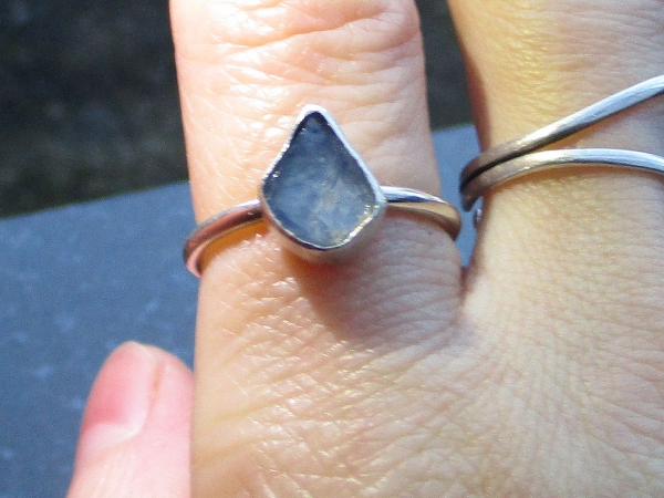 Oregon Blue Opal Silver Ring Size 6 October Birthstone Natural Crystal Raw Stone