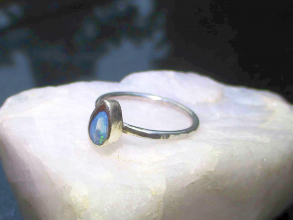 Handmade Boulder Opal Ring Sterling Silver Size 6 Handmade with Natural Australi