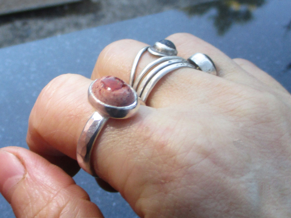 Fire Opal Ring 925 Sterling Silver Mexican Opal Red Stone Size 8 Matrix Boulder