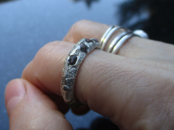 Handmade Pink Sapphire Ring 925 Sterling Silver Sand Cast Natural Sapphire Size