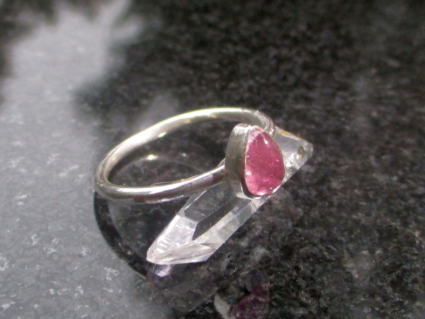 Handmade Pink Tourmaline Ring 925 Sterling Silver Size 6 Stacking Rings Silver R